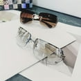 thumbnail image 2 of Y2K Rimless Sunglasses For Women Men Gradient Lens Glasses Futuristic Rhinestone Decor Eyewear For Driving Beach, UV 400, 2 of 5