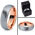 thumbnail image 4 of Tungsten Armor Shield Sword Knight Band Ring 7mm Men Women Comfort Fit 18k Rose Gold Dome Brushed Gray Polished, 4 of 4