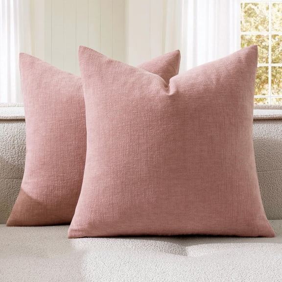 Blush Pink Couch Pillow Covers 18x18 Inch, Set of 2 Soft Spring Valentine Cute Decorative Square Throw Pillow Covers Farmhouse for Sofa Living Room Bed