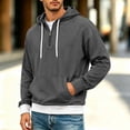 thumbnail image 2 of Seffadzy Men's Waffle Knit Hooded Quarter Zip Pullover Sweatshirt with Pockets Drawstring Long Sleeve Solid Color Casual Top Dark Blue XL, 2 of 6