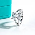 thumbnail image 3 of Silvago Jewel 2.1 Ct Emerald Cut Diamond Wedding Rings for Her - 14K White Gold Over Rings - Split Shank Engagement Promise Rings for Women's - Silver Clearance Wedding Rings - Baby Shower Gifts, 3 of 9