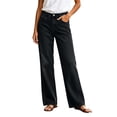 thumbnail image 3 of Womens Straight Leg Jeans, Button Zip Closure & Side Pockets Design, Full Length Jeans, Street & Casual Wear | VerBelle,Dark Gray S, 3 of 7