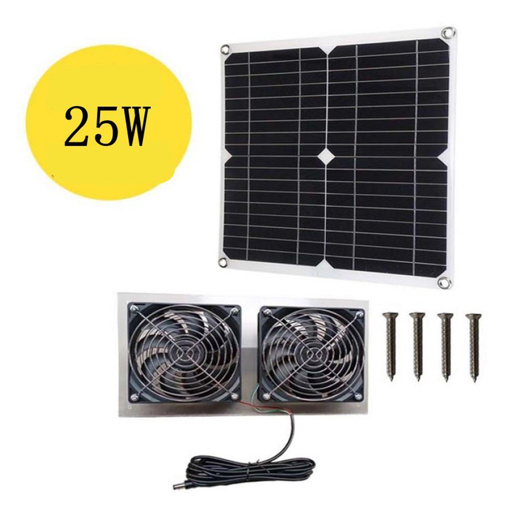 Solar Panel Powered Exhaust Fan 25W 18V for Greenhouse/Shed/Chicken Coop/ Vent - Walmart.com