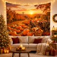 thumbnail image 3 of Autumn Sunset Orchard Pumpkins and Rustic Wagon Cozy Farmhouse for Home Decor Enthusiasts Harvest Seasonal Art Thanksgiving Gift Tapestry Wall Hanging for Living Room and Bedroom, 3 of 7