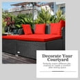 Gymax Rattan Patio Daybed Loveseat Sofa Yard Outdoor w/ Red Cushions