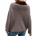thumbnail image 7 of Arvbitana Women Stripe Knit Sweater Turn-Down Collar Buttons Pullovers Long Sleeve Loose Jumpers Fall Casual Streetwear Tops, 7 of 7
