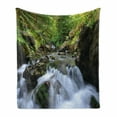 thumbnail image 1 of Nature Soft Flannel Fleece Throw Blanket, National Park with Cascade Flowing into the Woods Mother Earth Image, Cozy Plush for Indoor and Outdoor Use, 50" x 70", Fern Green Dark Grey, by Ambesonne, 1 of 6