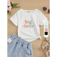 thumbnail image 1 of Cute Color Letters Big Sister Print Fashion Crew Neck Short Sleeve T-shirt, Girls Kids Casual Pullover Tops, Children's Clothing For Summer, 1 of 6
