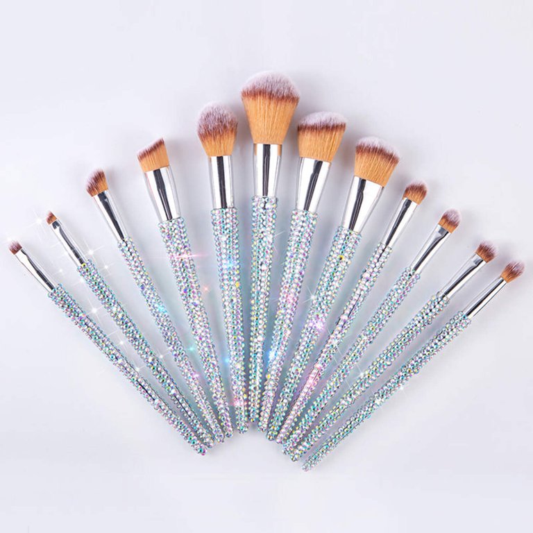 12 Piece Bling Rhinestone Makeup Brushes - Walmart.com