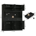 thumbnail image 4 of Homfa Large Pantry Cabinet with 8 Louvered Doors, 70.7" Tall Kitchen Storage Cabinet with Hutch & 2 Drawers, Modern Coffee Bar for Dining Room, Black, 4 of 8