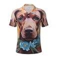 thumbnail image 2 of Daiia Painted Flower Puppy Pattern Men’s Polo Shirts,Solid Deck Shirt,Classic Fit, Breathable Cotton Polo for Casual and Sport Wear-Small, 2 of 7