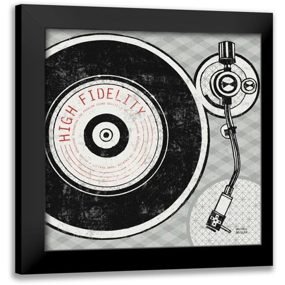 Mullan, Michael 12x12 Black Modern Framed Museum Art Print Titled - Vintage Analog Record Player