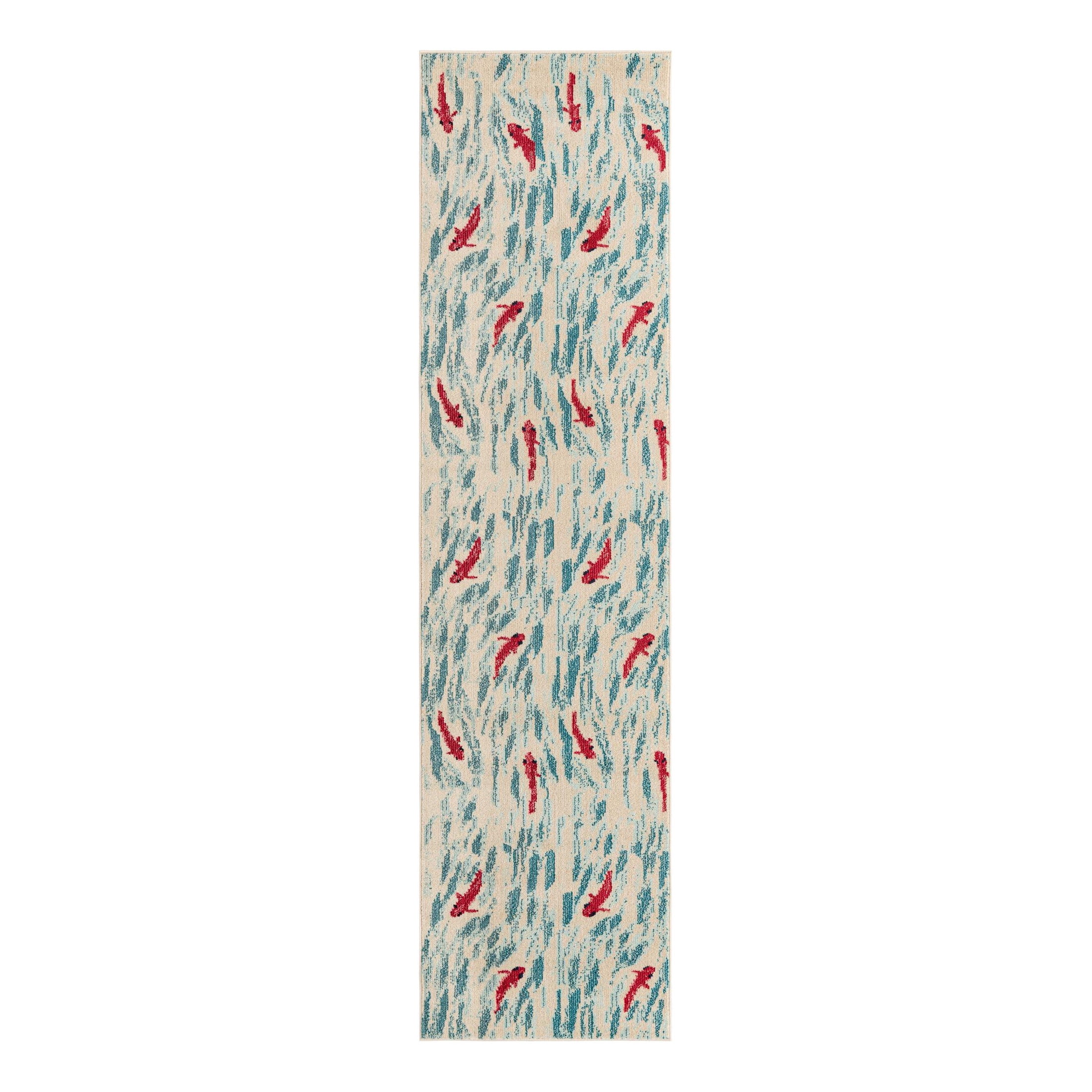 Unique Loom Positano Collection Area Rug - Shoal (2' 7" x 10' Runner Beige/Blue)
