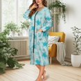 thumbnail image 2 of FOR U DESIGNS Turtle Seashell Coral Print House Dresses for Women Breathable Women Zipper Robes Knit Zip Up Long Sleeve Sleep Dress Duster Lounger Robe with Pockets, S, 2 of 8