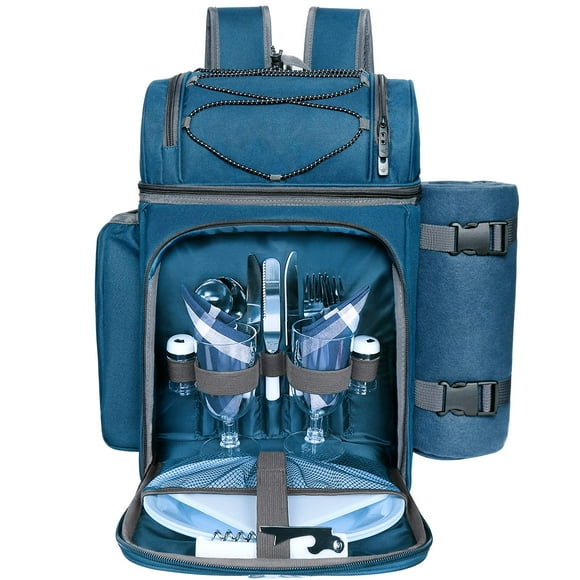 Mochila Canasta de Picnic Hap Tim para 2 Personas con Refrigerador Azul