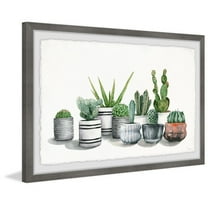 Parvez Taj Lined Potted Cactus Framed Wall Art