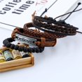 thumbnail image 4 of NUZYZ 4Pcs/Set Men Adjustable Faux Leather Braided Rope Believe Letters Beaded Bracelet, 4 of 7