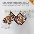 thumbnail image 4 of Yayeee Oven Mitts and Pot Holder Set of 2 Heat Resistant Kitchen Gloves Baking Hot Pad, Red Floral, 4 of 5