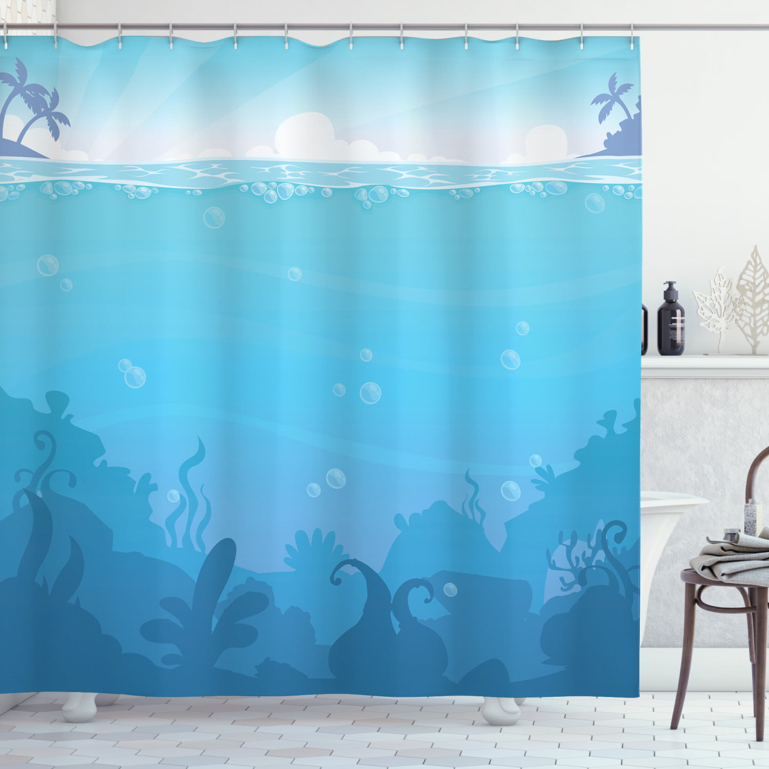 Ambesonne Printed Shower Curtain in 3 Sizes Waterproof Fabric Set with Hooks 