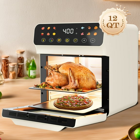 FANRUINA 12QT Air Fryer Oven, 12-in-1 Multi-Function, Visible Window, Touchscreen, Oil-Free & Easy Clean, Fast Baking & Heating, One-Touch Operation