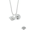 thumbnail image 2 of Delight Jewelry Silvertone Mom Banner on Clear Crystal Heart Silvertone Script Initial Disc - T - Charm Necklace, 20"+3", 2 of 4
