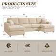 thumbnail image 2 of MOONMISS Sectional Sofas with Double Chaise, U-Shaped Cloud Comfy Couches for Living Room, 4 Seats, Beige, 2 of 6