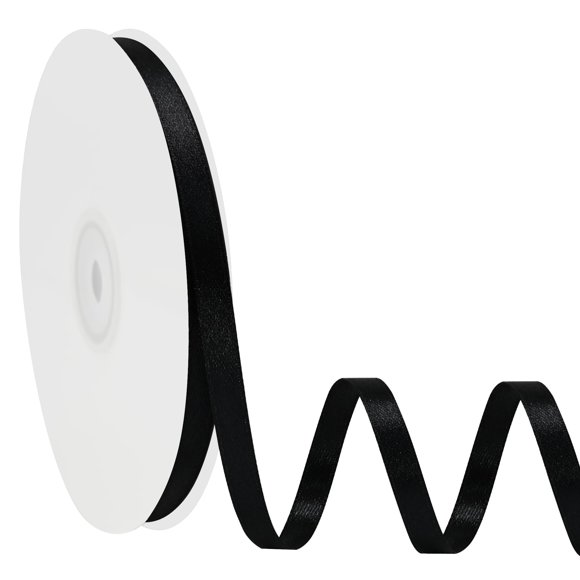 Cinta Simplegoal de doble cara, satén negro, 0,6 cm x 45 m