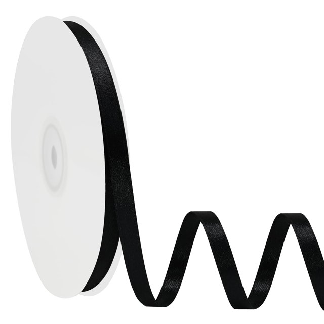 Cinta Simplegoal de doble cara, satén negro, 0,6 cm x 45 m