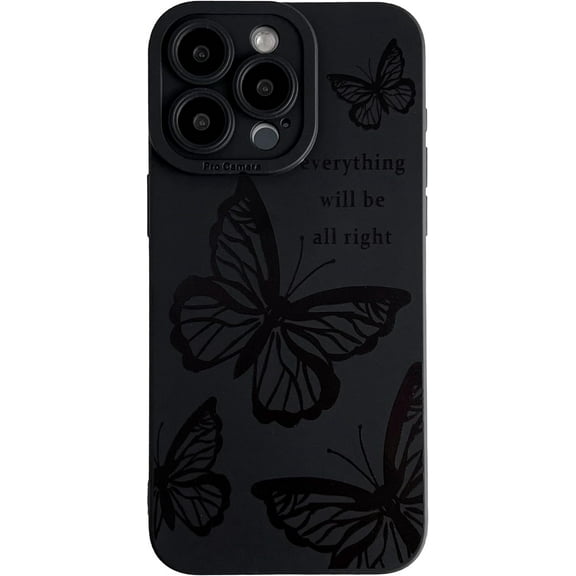Black Butterfly Print Soft for iPhone Case (Black,iPhone 13 Mini)