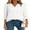 White, variant on DOKOTOO Womens Pleated V Neck 3/4 Sleeve Tops Dressy Casual Solid Color Chiffon Blouses Shirts L