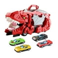 thumbnail image 3 of Pista deslizante para vehículo de deglución de dinosaurios, recuerdo de fiesta, transporte de golondrinas de dinosaurios Rojo con 4 autos., 3 of 9