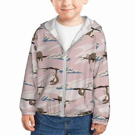 

Sun Hoodie for Kids Cloud sloth Long Sleeve Swim Fishing Shirts Sun Protection Zip Up Jacket Clothing Athletic Hoodie