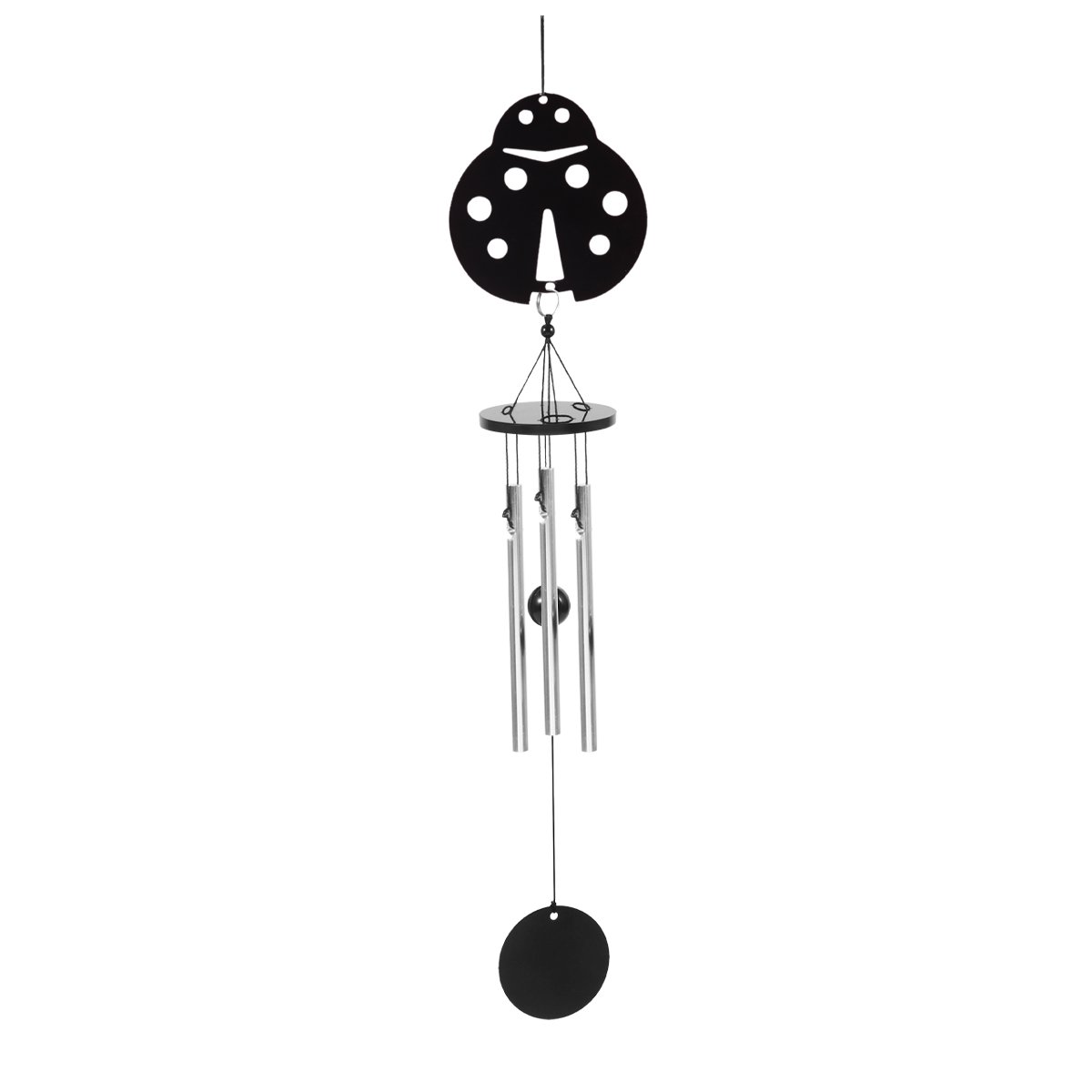 LOLIPPYY 1Pc Black Metal Wind Chimes Hanging Wind Bell for Garden Patio and Home Decoration