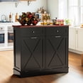 thumbnail image 2 of GETYES Tilt-Out Waste and Recycling Cabinet with Concealed Drawer, Black, 35.83 x 12.99 x 39.37 Inches, 2 of 8
