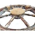 thumbnail image 5 of Wooden Ship Wheel Pine Wood Torched (Antique Black Finish) - Yellow Rope - (24 Inches, Antique), 5 of 6