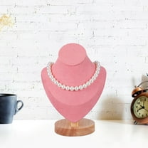 MLINS Jewelry Display Stand Necklace Mannequin Bust With Wood Base Necklace Chain Holder Stand For Choker Necklaces Jewelry Storage Pink