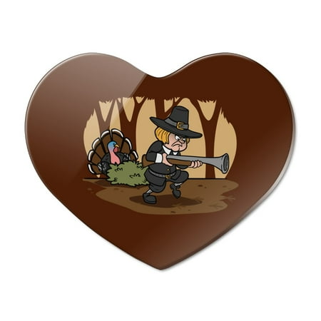 

Pilgrim Turkey Thanksgiving Hunting Heart Acrylic Fridge Refrigerator Magnet