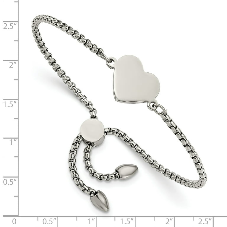 Stainless Steel Polished Heart Adjustable Bracelet Stainless Steel Polished Heart Adjustable Bracelet