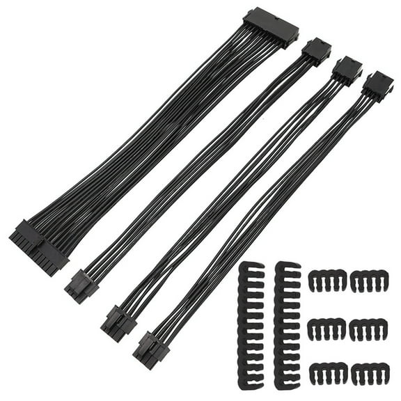 Computer Mainboard 24Pin Power Supply Cable with GPU 8Pin CPU 8Pins Power Cord 18AWG Line Durable Comb Set