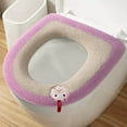 thumbnail image 4 of Plush Toilet Seat Cover with Handle Soft Warm Pad for Round Elongated Bowls - Easy Install Bathroom Mat(Pink), 4 of 5