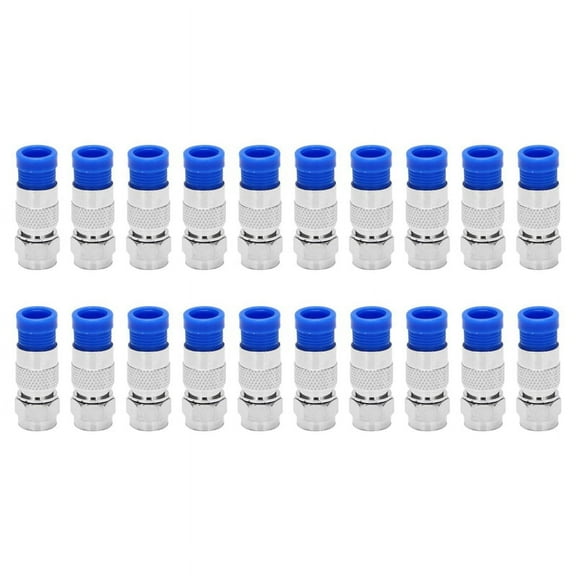Rg6 F Type Connector Coax Coaxial Compression Fitting 20 Pack (Blue) 4320