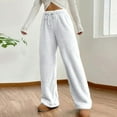 thumbnail image 4 of Warm Fleece Sleep Pants Women's Comfortable Winter Loungewear Wide Leg Elastic Waist Soft Home Casual Wear Holiday Comfo, 4 of 8