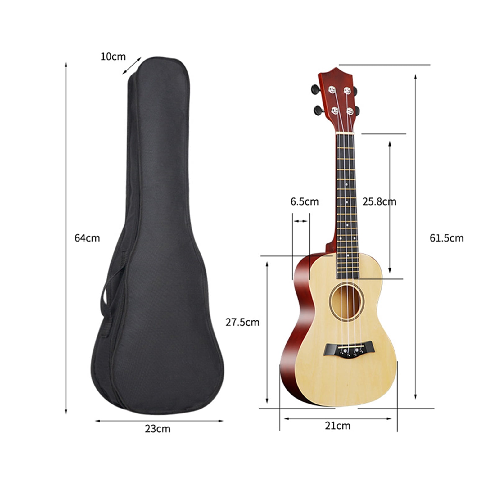 Suodoka 23-Inch Concert Acoustic Ukulele Beginner Starter Kit with Gig Bag, Nylon Strings, Tuner, Strap, and Picks, High-Gloss Basswood Stringed Instrument for Students, Adults, Kids - Wood Color