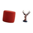 thumbnail image 5 of Dualoai Ottoman Foot Rest Stool Bench Seat Chair Cylinder Sofa Tea Stool for Office Bedroom Nursery Apartment with Deer Head Ornament Figurine Craft Animal Statue Home Decor Adornment Resin for, 5 of 8