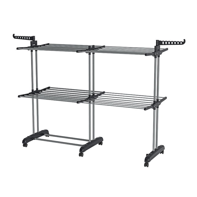 Tendedero plegable para ropa, ropa de cama, estante multifuncional para ahorrar espacio, móvil de 4 niveles para entrada del hogar, balcón y jardín