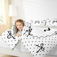 thumbnail image 4 of jejeloiu Cartoon Loves Pattern Queen Comforter Set,Black Lovely Bow Bedding Comforter Set For Girls Reversible 3-Piece, 4 of 8