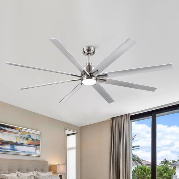 Wellspeed 72 in. 8-Blade Windmill Brushed Nickel Smart Indoor Ceiling Fan with Smart APP Control