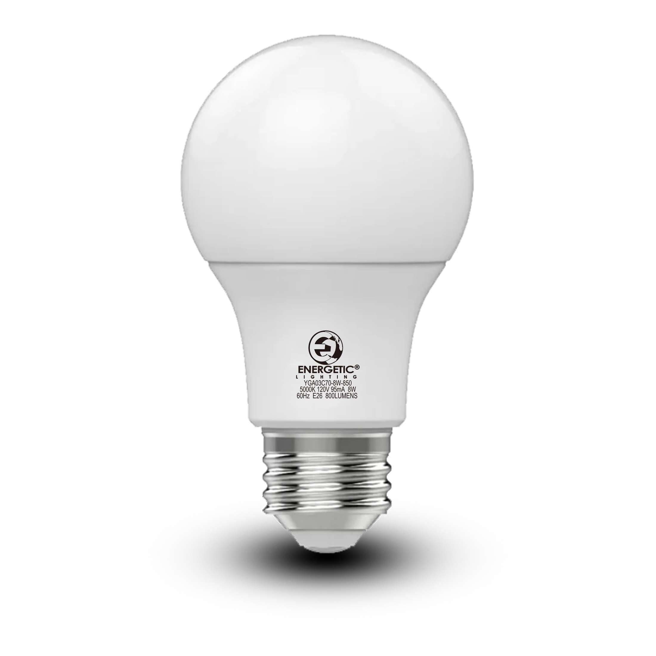 Energetic 9-Year A19 LED Light Bulb, 8W (60W Equivalent), Non-Dimmable, Daylight E26 Base, 24 Pack