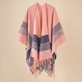 thumbnail image 2 of Women's Fashion Stripe Color Block Shawl Wrap Warm Windproof Cloak Cardigan for Autumn Spring Winter Versatile Stylish Accessory, 2 of 3