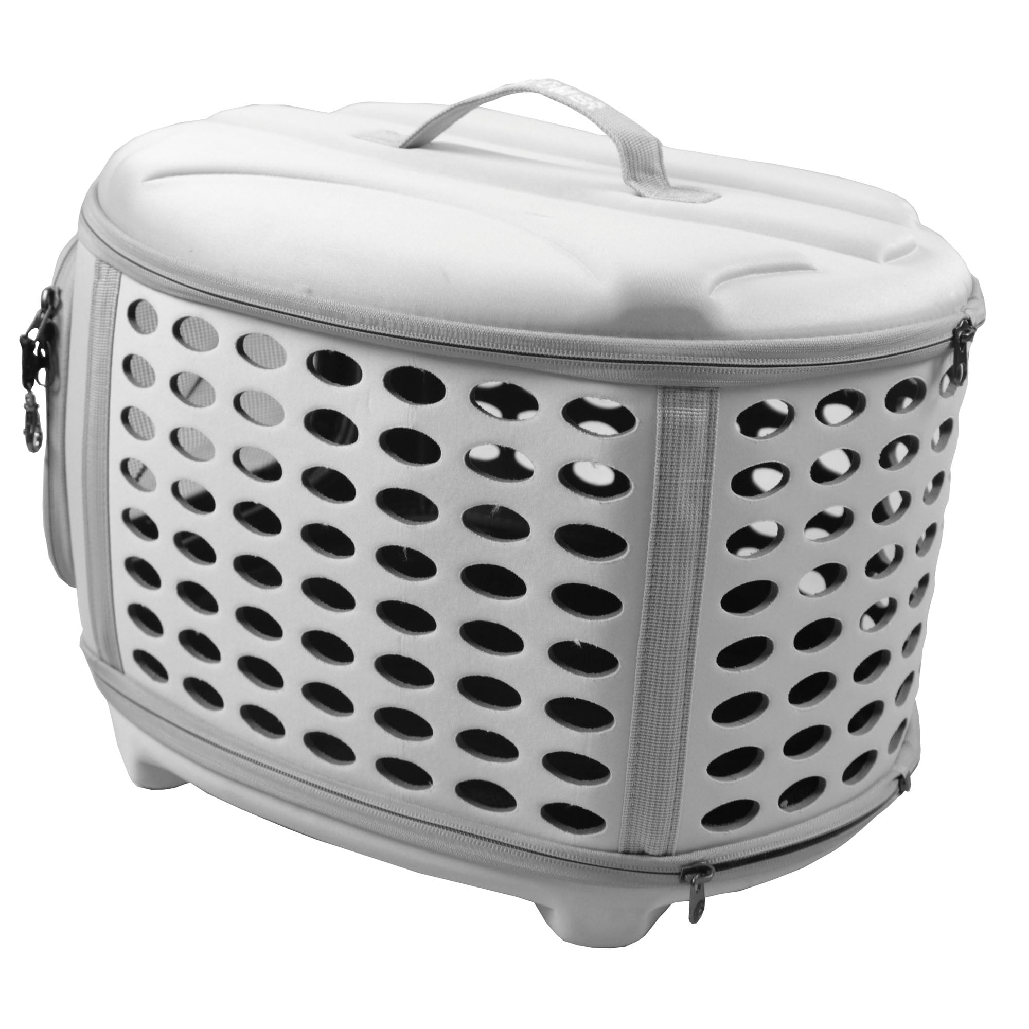 Petlife Circular Shelled Perforated Lightweight Collapsible Military Grade Transporter Pet Carrier